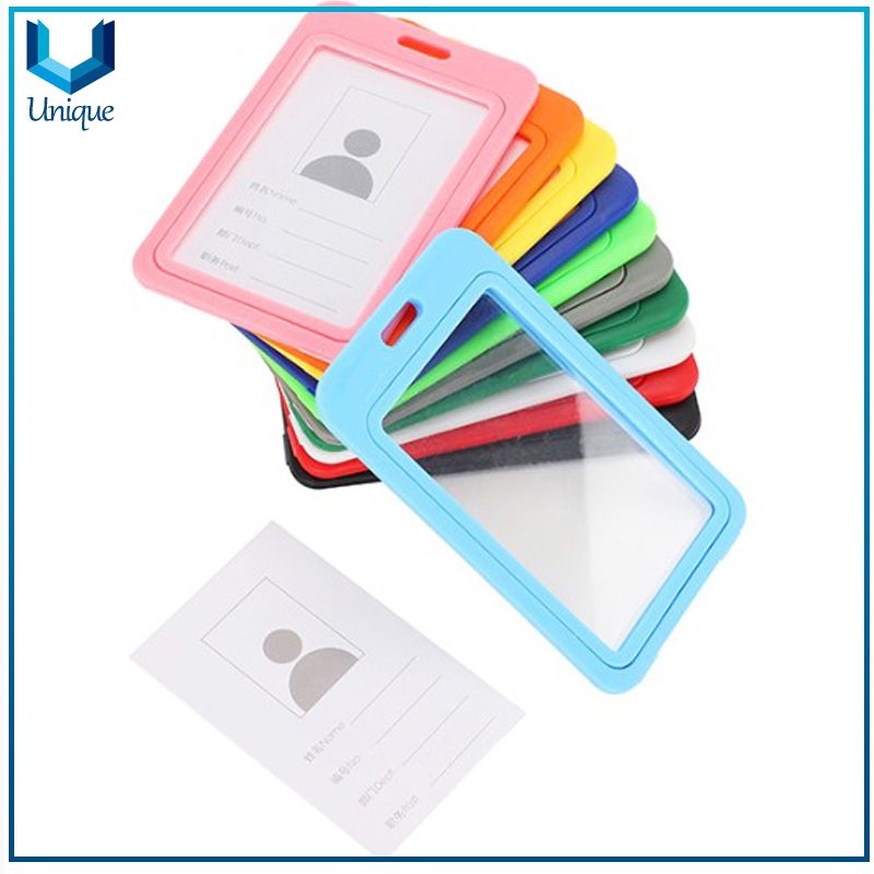 003-01Factory Price Vertical PP Plastic ID Card Badge Holder-Double Sides Clear