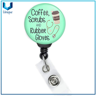  new coffee scrubs id wallet porte badge tag nurses 36 inch cord swing clip retractable badge reel
