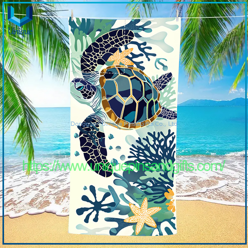 Custom Design Absorbent Quick Drying Beach Towel, Beach Towel Bag, Printed Drawstring Logo Portable Beach Backpack Can Customize Any Pattern