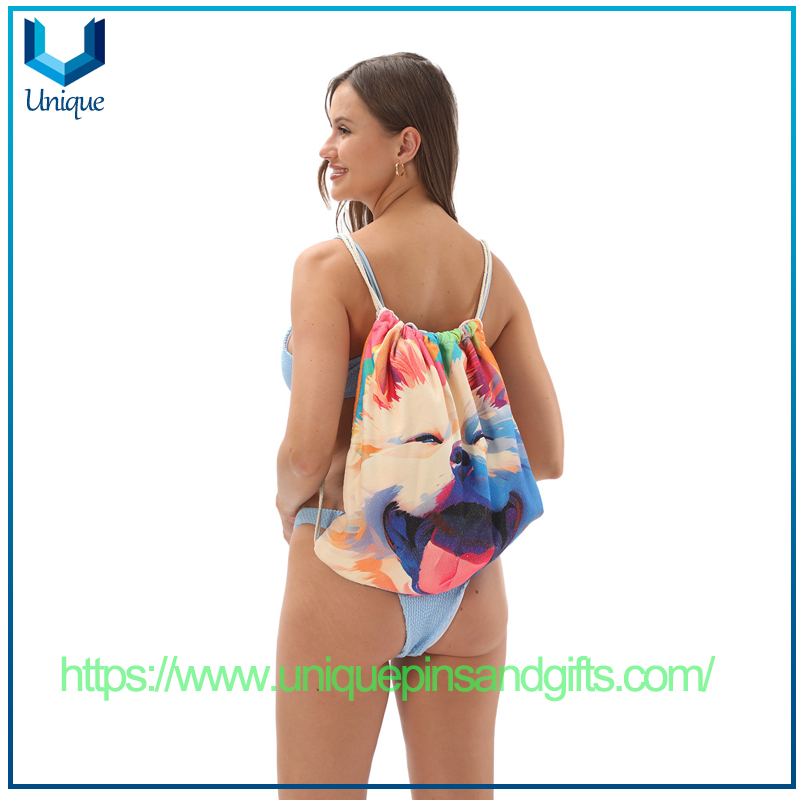 Custom Design 2-in-1 Foldable Beach Towel Printed Logo Bath Towel All-in-one Beach Towel All-in-one Bag Storage Can Customize Any Pattern