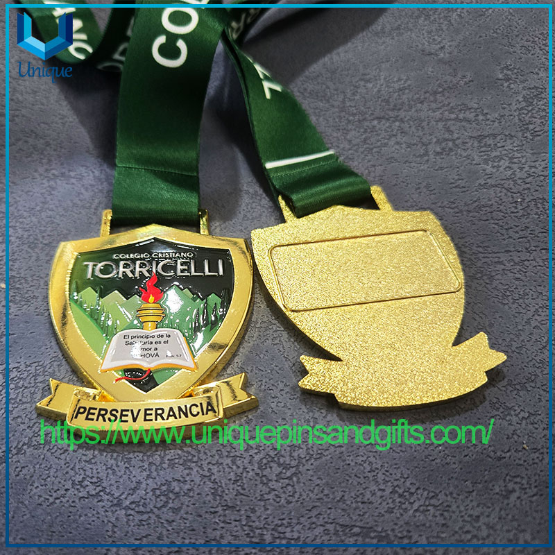 Custom Logo Unique School Sports Events Metal Award Medals with UV Printing And Ribbon