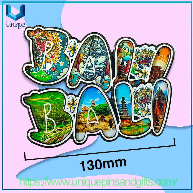 Balinese Indonesia Soft Magnetic Crystal Glue Wooden Refrigerator Stickers for Travel Souvenirs Collection Or Decorative Gifts
