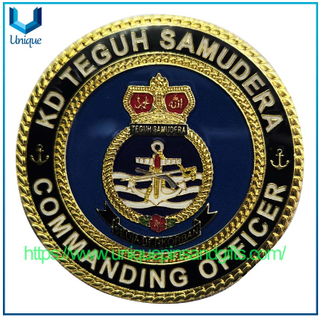 Customized 3D Double-sided Electroplating Gold Diamond Edge Metal Commemorative Coin KD TEGUH SAMUDERA Commemorative Coin