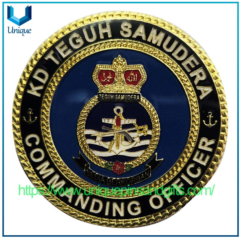 Customized 3D Double-sided Electroplating Gold Diamond Edge Metal Commemorative Coin KD TEGUH SAMUDERA Commemorative Coin