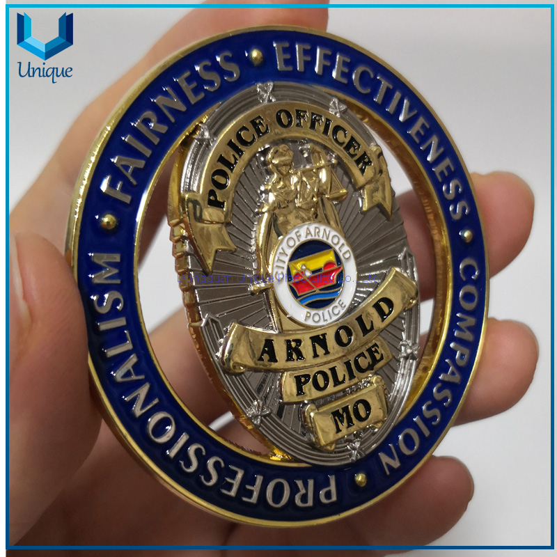 Customize Design Commemorative Coin, 3D Police Coin, Gold / Silver two Tone plated Military Medal Coin, Soft Enamel Coin For Honor