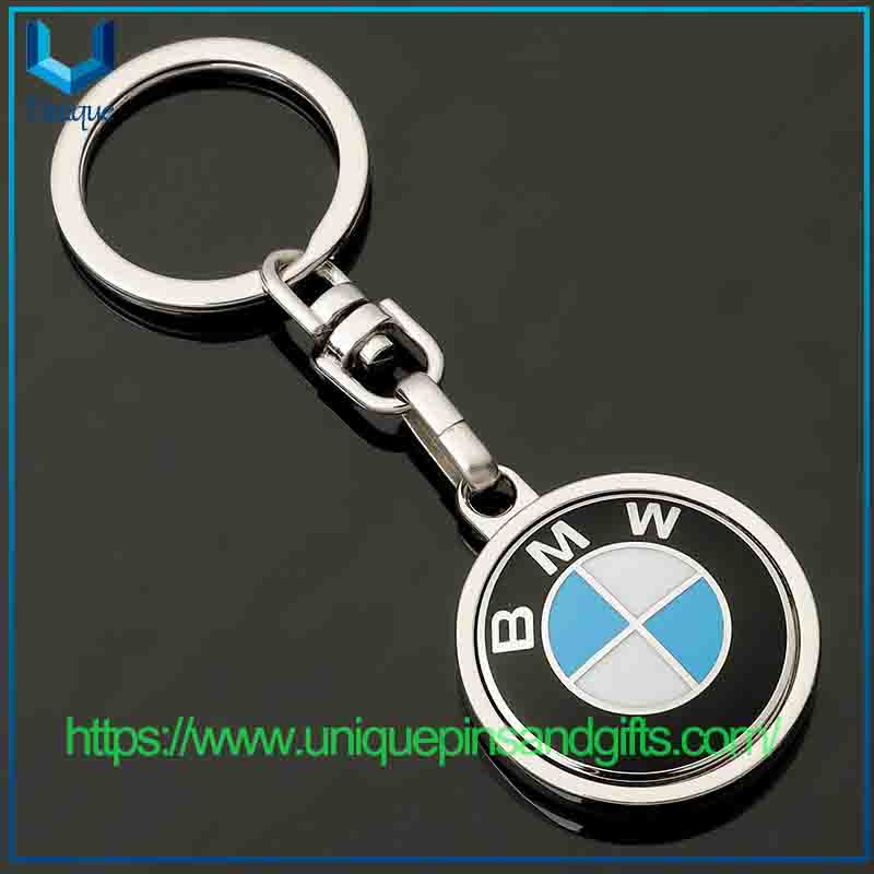 Single-sided Enamel Volkswagen Mercedes-Benz Audi Car Logo Metal Keychain, Circle Chain Link Pendants