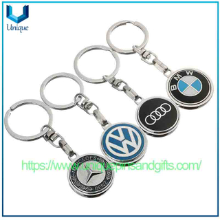 Single-sided Enamel Volkswagen Mercedes-Benz Audi Car Logo Metal Keychain, Circle Chain Link Pendants