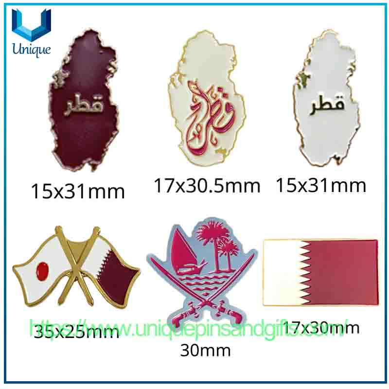 Wholesale Qatar's National Map Flags, National Emblems Badges, Mobile Phones Sticker, Metal Chest Badges for Festival Tourism Commemorative Gifts