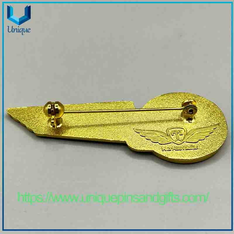 Custom Design 3D Gold Plating Badge Lapel Pin Brooch, Greek Air Force Pilot Badge