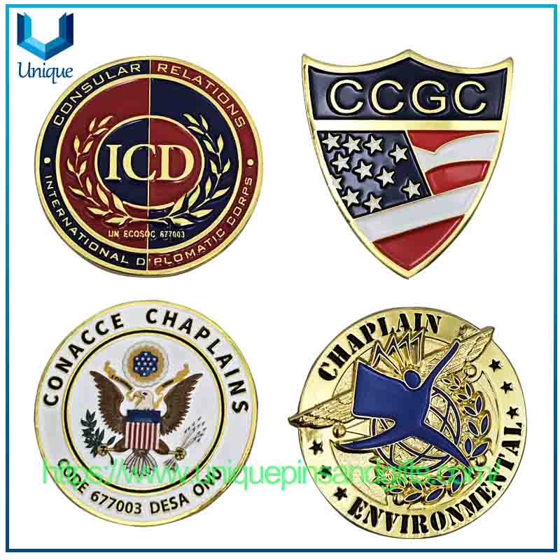 Custom Metal 3D Lapel Pin Brooch CHPLAINS AMBASSADORES OF INTERNATIONAL PEACE Emblem Brooch Badge with Butterfly Clasp