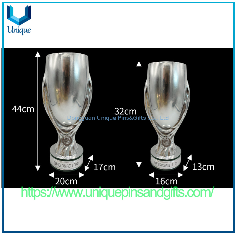 Custom Design Varisized Super Cup Football Trophy Big Decoration Plated Gold Silver Fans Souvenir Trophy
