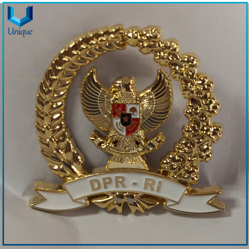 Free Sample Lapel Pin,Customize Indonesia DPR Badge,24K Gold High Quality Police Badge, China Coin Manufacturer
