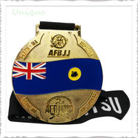 Customize Competition Gold Medal with Ribbon, Honor Sounvenir Medal with United Kindom Flag, Award Medal for Gifts