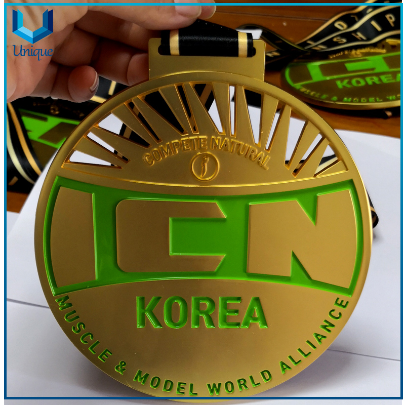 Customize Competition Gold Medal with Ribbon, Honor Sounvenir Medal with United Kindom Flag, Award Medal for Gifts