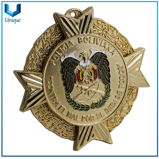 China Whole Metal Crafts Customize Factory, 3D Police Badge Customize, Gold Souvenir Badge in Die Cast, 24K Gold Plating Honor Badge