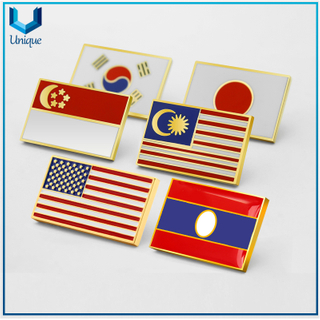 Die Struck Iron Lapel Pin, Gold Flag Pins, Enamel Dual Flag Lapel Pin, Double Flag Pins, Customize Lapel Pin Factory