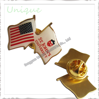 Offset Printed Flag Lapel Pin, Dual flag Pins, Double Flag Metal Pin,Customize your Own Pin Factory