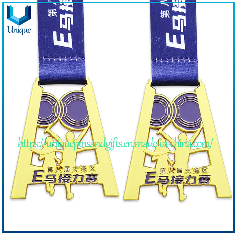 Custom 3D Gymnast Football Soccer Running Finisher Run Champion Custom Sport Metal Alloy Enamel Logo Marathon Competition Medallas Awards Medals with Ribbons