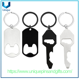 Custom Fashion Key Shape Decoration Keychain Promotional Gift Souvenir Coins Metal Beer Bar Wine Corkscrew Bottle Opener Metal Keychain