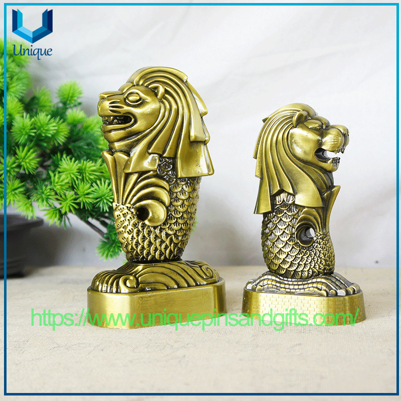 Creative Singapore Tourist Souvenirs Metal Handicraft Merlion Model Ornaments Home Decoration Merlion Figurines