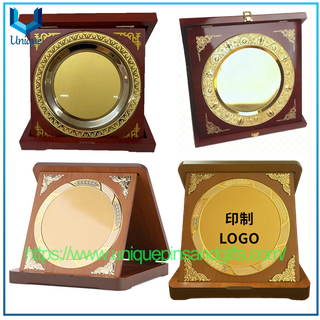 New Exquisite Medal Plaque Award Blank Wooden Plaque Gold Plate Foldable Wooden Certificate Plaque 