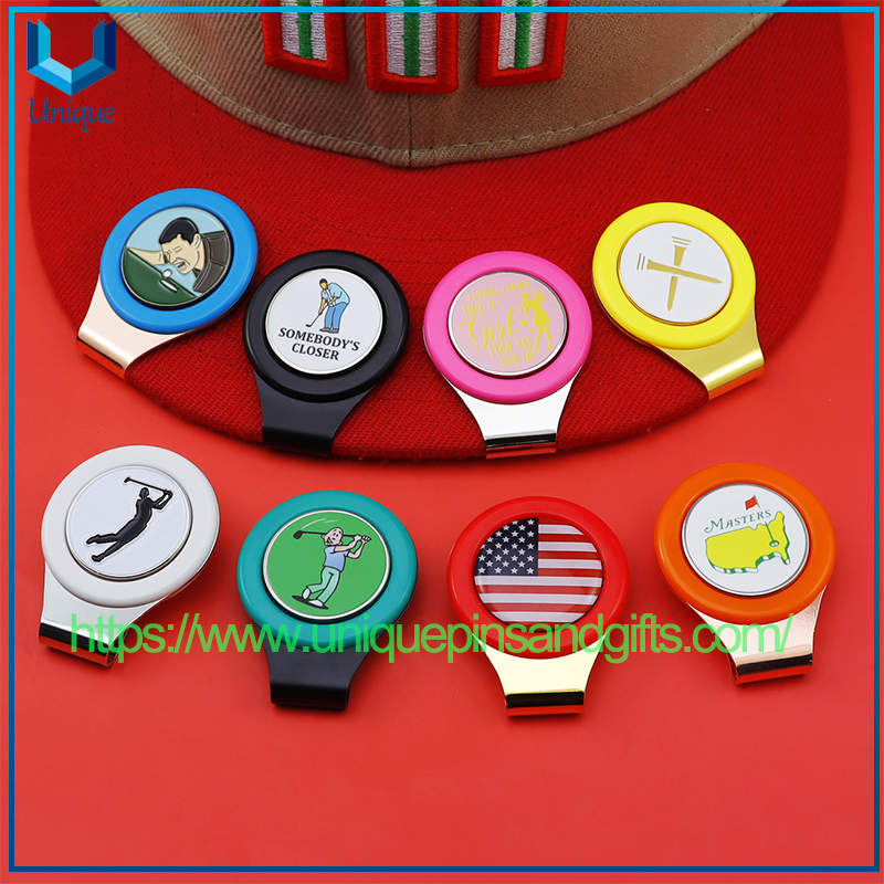 New Golf Ball Marker Hat Clip Metal Manganese Steel Hat Clip Enamel Glazed Golf Ball Markers