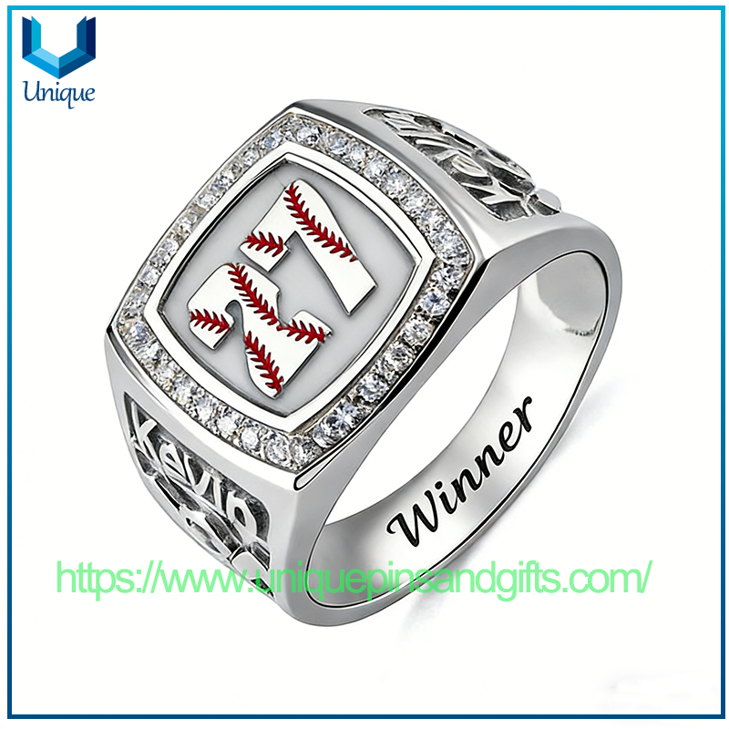 Hot Sale Baseball Club Finger Ring Stainless Steel Baseball Championship Finger Ring for Men's Finger Ring