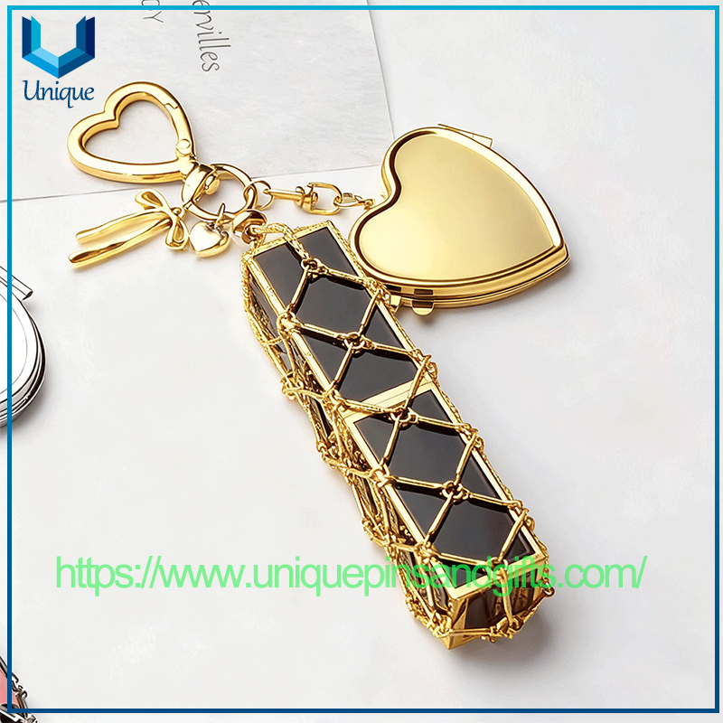 New Style Golden Stainless Steel Lipstick Net Bag Pendant Fashionable Lipstick Bag Pendant Ladylike Keychain Pendant