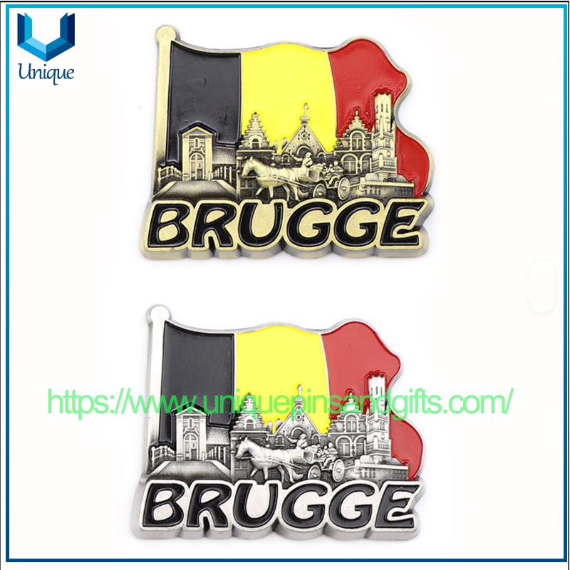 Custom Design Belgium Brussels Tourist Souvenirs 3D Metal Fridge Magnets