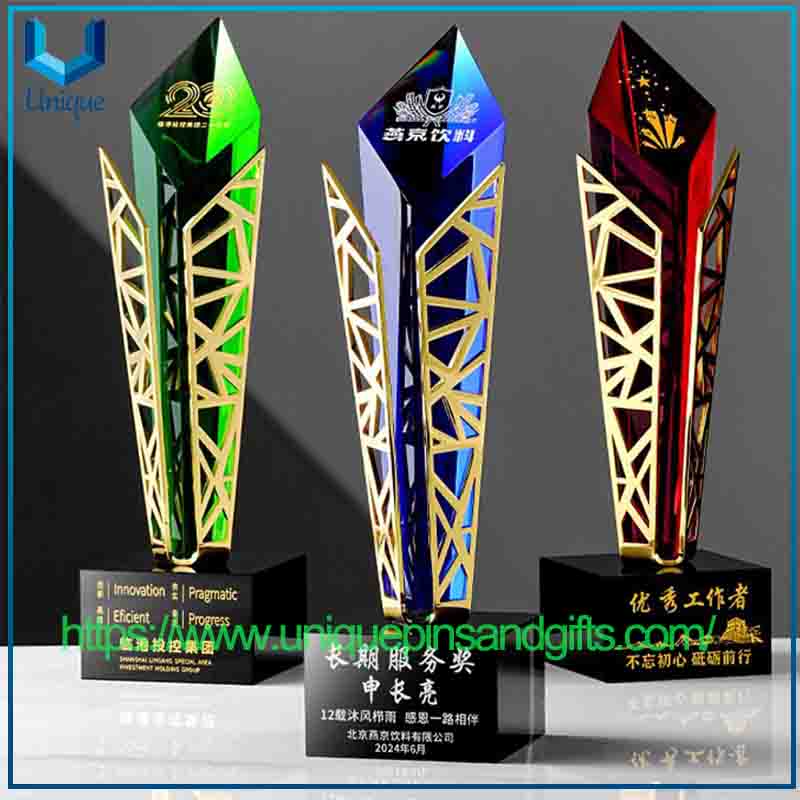 Peak Moment High-End Elegant Crystal Metal Award Trophy Creative Annual Conference Award Trophy Outstanding Employees Award Trophy