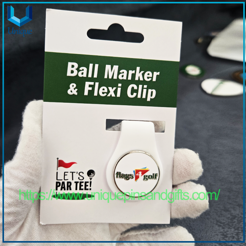 Custom Logo Metal Golf Ball Marker & Flexi Clip Golf Accessories