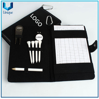 Golf Score Notebook with Customize Logo, Multifunctional Golf Score Noted book with Golf ball, Golf Tee, Golf Divot Tool holer function 