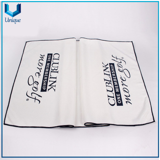 Printing Logo White Golf Towel, Customize Logo Sport Waffle Microfiber Sport Towel 