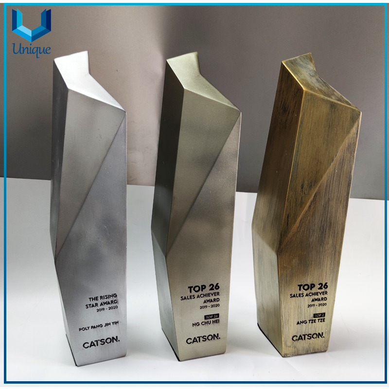 30cm Height Resin Trophy, Silver, Antique Brass Plating Medal Trophy, Anniversary Souvenir Crafts, Customize Design Metal Plaque