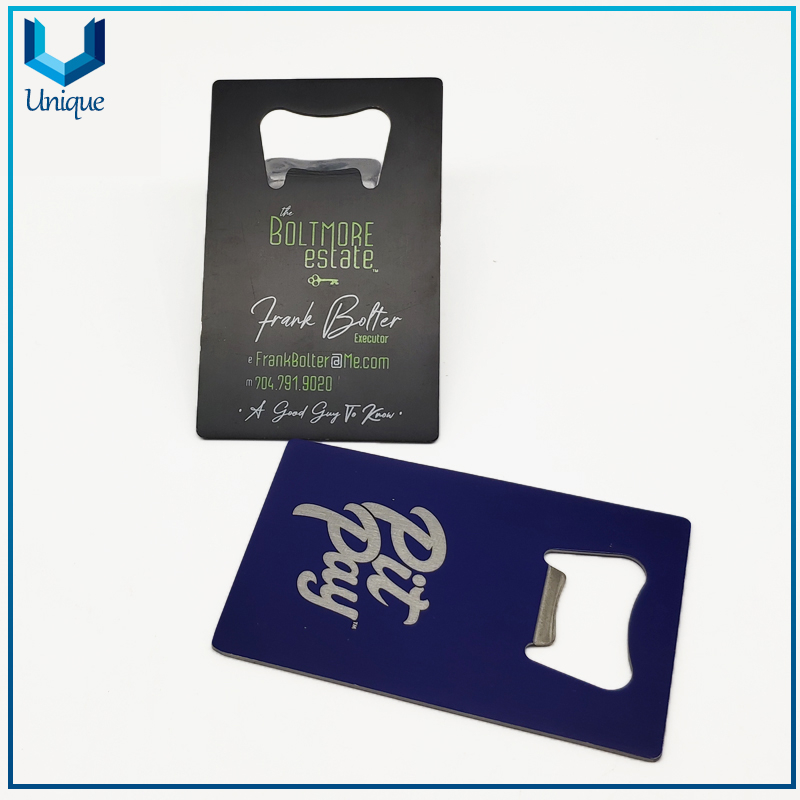 Factory Wholesale Metal Souvenir gift Cards, Aluminum /Stainless steel Bottler Opener Club Membership Card, Fashion Souvenir Invitation Card, Black Metal Business Card