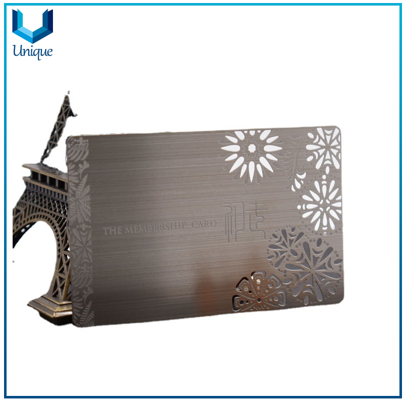 OEM Custom Design Logo engraved Silver metal business Name card,Stainless Steel Luxury Membership VIP Card in Fashion Design