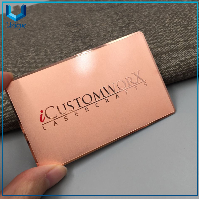 Factory Wholesale Customize Metal Business Card, Copper Plating Mirror finishing Luxury Membership Card, High Quality Metal ID Card