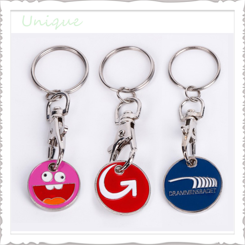 Die Struck Iron Soft Enamel Trolley Token Coin Keychain, Metal Token Coin for Trolley Cart as Best Promotional gifts