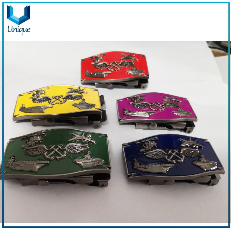 Customize USA Navy Military Belt Buckle, Fashion Souvenir Metal Buckle with AB Logo,Enamel 3D Antique Plating Police Buckle