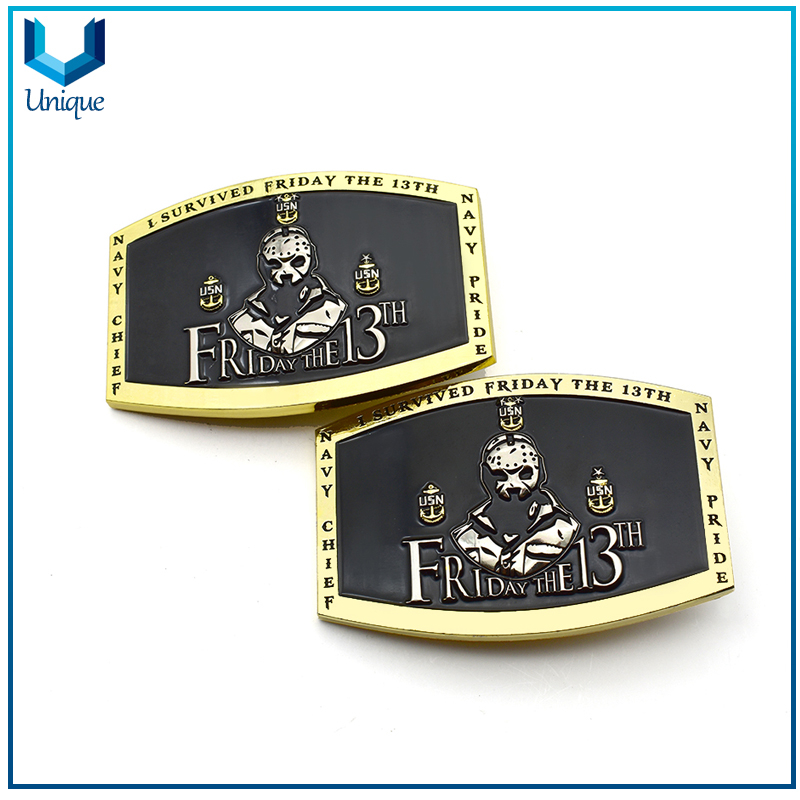 High Quality Custom USS Navy Ship Belt Buckle, 38Mm /60mm Gold Military Police Chief Belt Buckle, Metal Buckle for Promotion Gifts