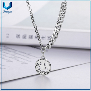 925 Sterling Silver Smile Face Coin Necklace Pendant, Custom Design 925 Silver Pendant for Necklace, Women Fashion Jewelry Decoration Necklace