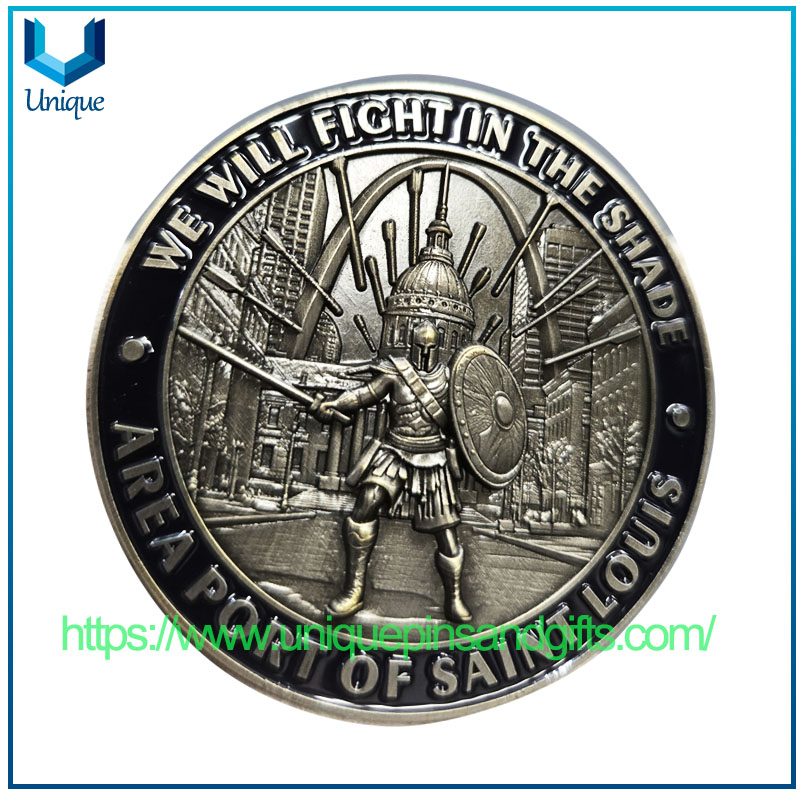 Customized 2.25" Antique Bronze+Antique Silver Two Tone Plating Police Coin