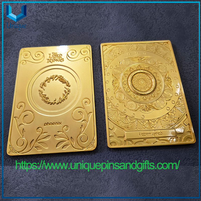 Customize 3D Phoenix Licensed Lord of The Rings Metal Card Gold ID Card Souvenir Coin Challenge Medal