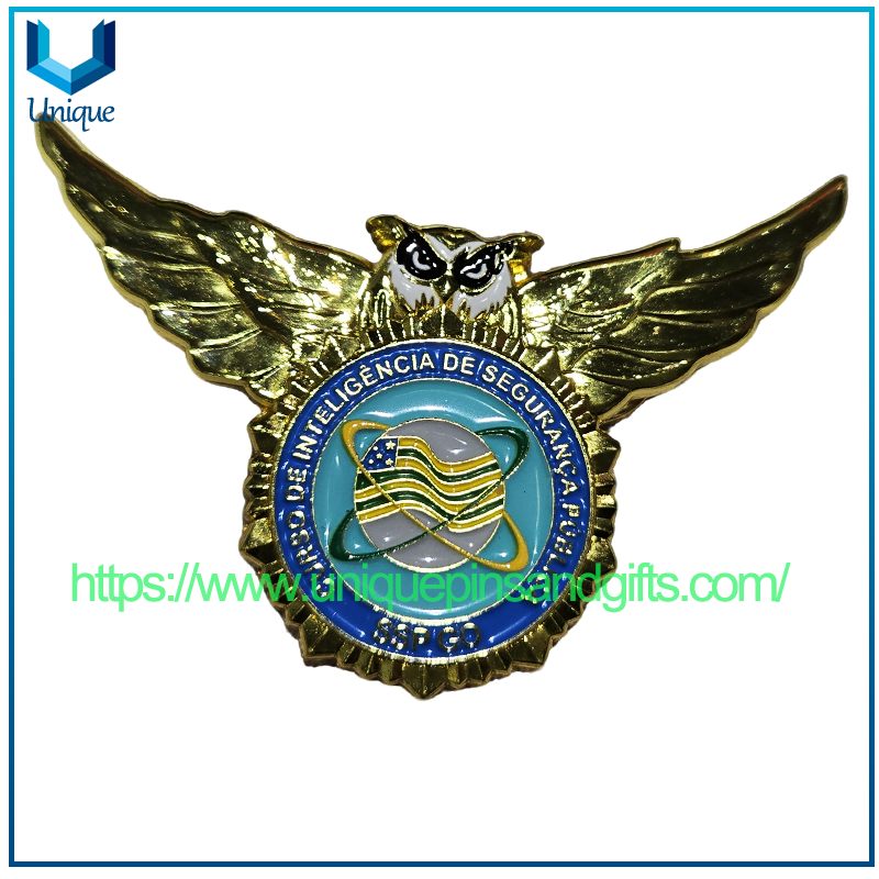 Custom 3D Metal Lapel Pin Brooch Badge Brazilian Octopus Owl Triangle Shape Badge PMGO SSPGO CBMGO Wing Butterfly Clasp Badge