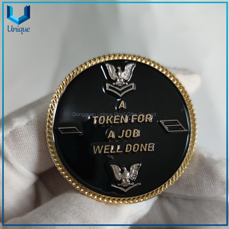Custom Challenge Coin Factory, USA Military Navy USN Gold Nickel Appreciation Coin for Souvenir Gifts