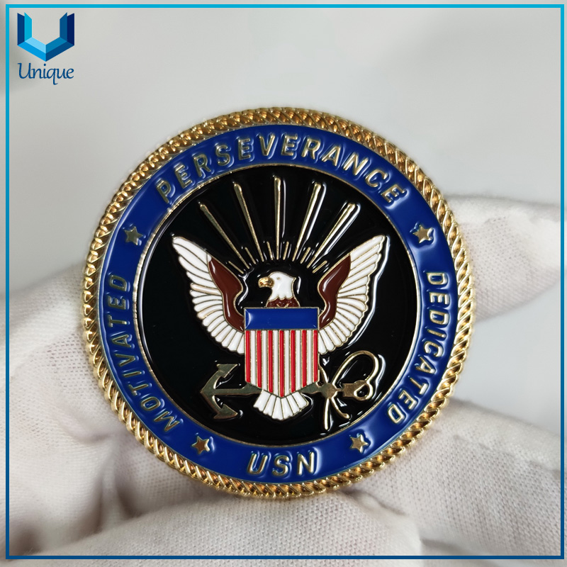 Custom Challenge coin Factory, USA Military Navy USN Gold Nickel Appreciation Coin for Souvenir Gifts