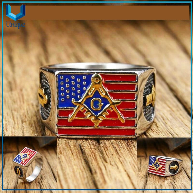 stainless steel ring for men silver masonic wedding punk party fashion wholesale custom freemason ring