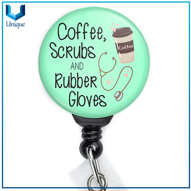  new coffee scrubs id wallet porte badge tag nurses 36 inch cord swing clip retractable badge reel