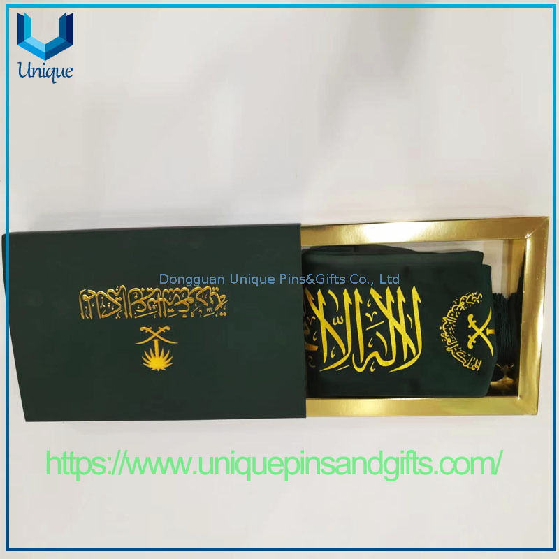 High Quality Custom Design Saudi Arabia Imitated Silk Scarf with Full Printing Logo