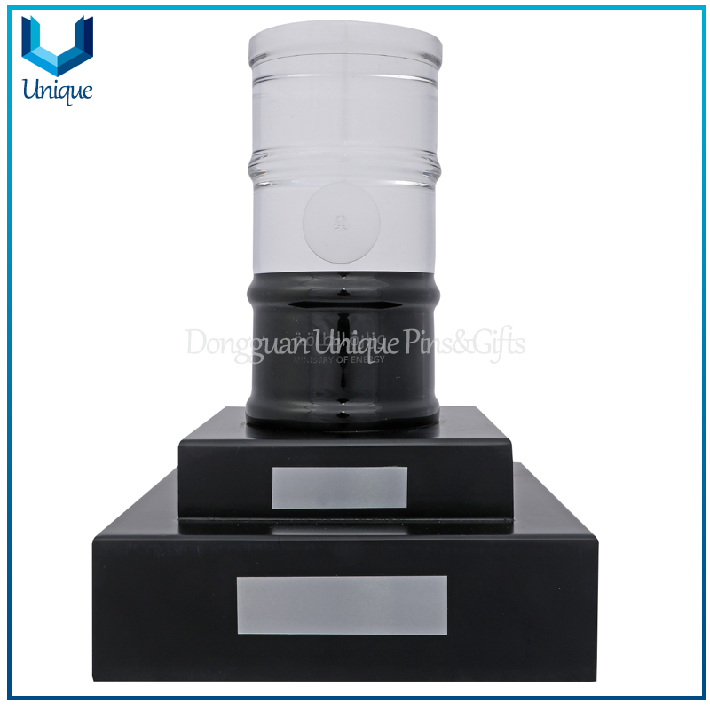 Newest Crystal Sky Scraper Award Trophy For Office Table Decoration,Oil barrel award holder